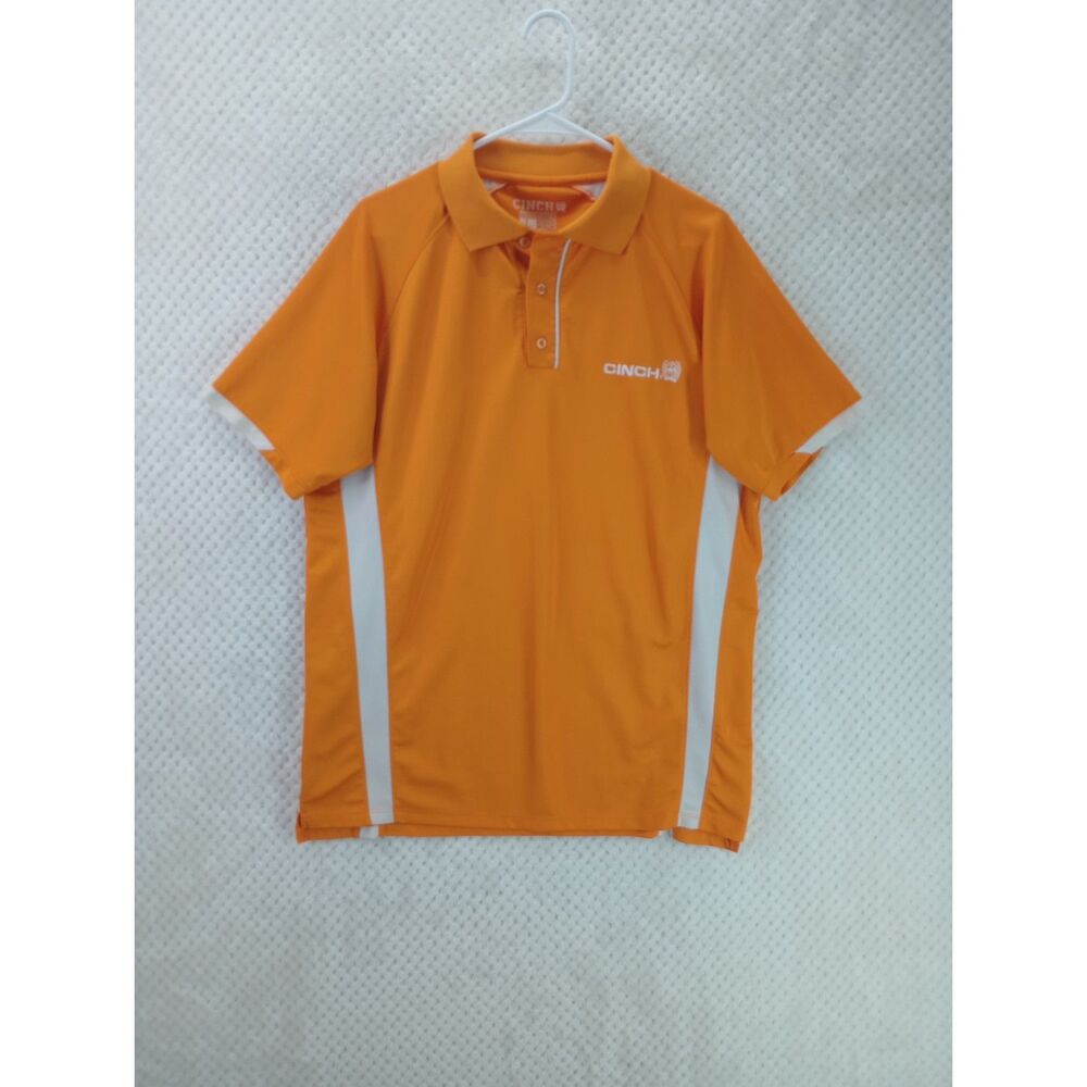 Cinch Men's Large Orange Arena Flex Golf Polo Shirt
